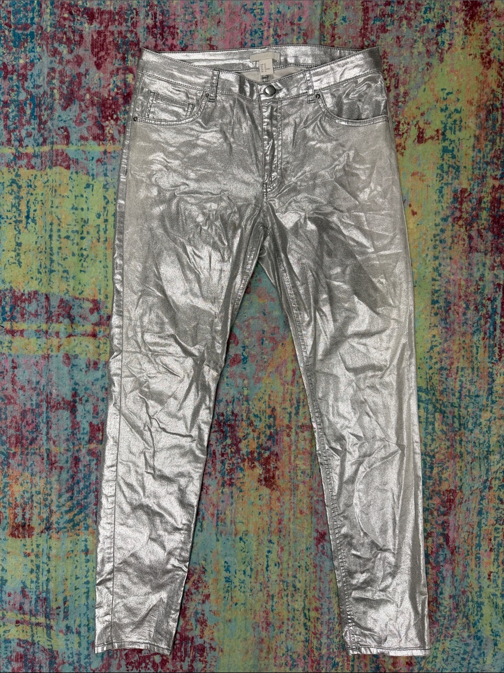 H&M Silver Metallic Skinny Jeans
